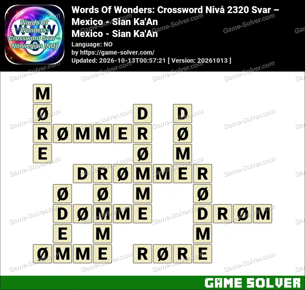 Words Of Wonders: Crossword Nivå 2320 Svar – Mexico – Sian Ka’An